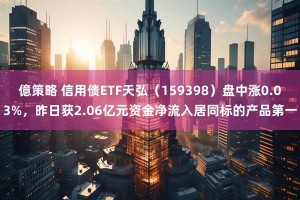 億策略 信用债ETF天弘（159398）盘中涨0.03%，昨日获2.06亿元资金净流入居同标的产品第一